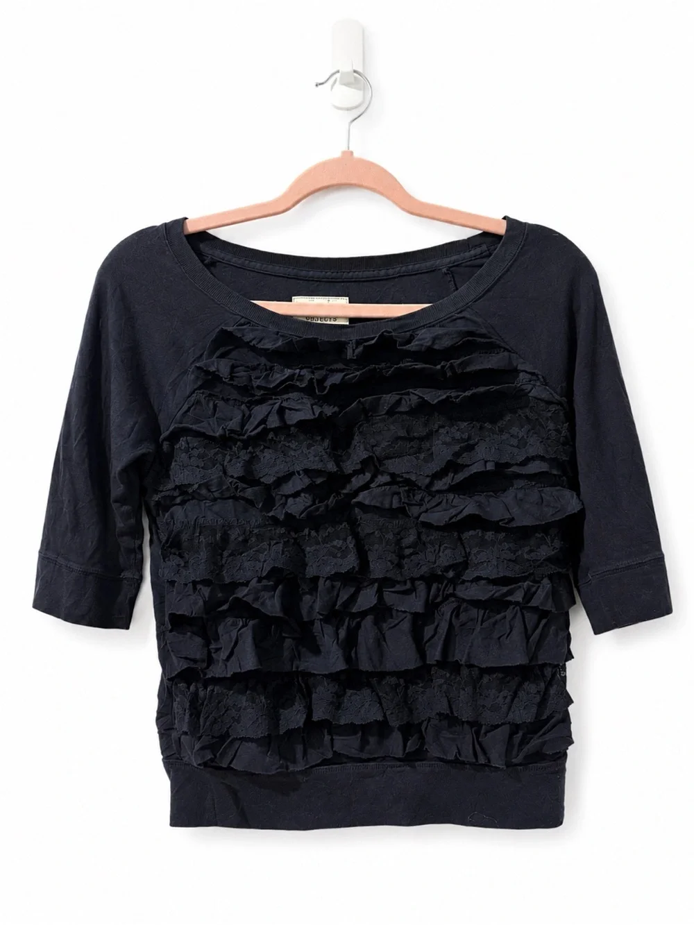 Hollister Navy Ruffle Front Top #y2k - Picture 1 of 4